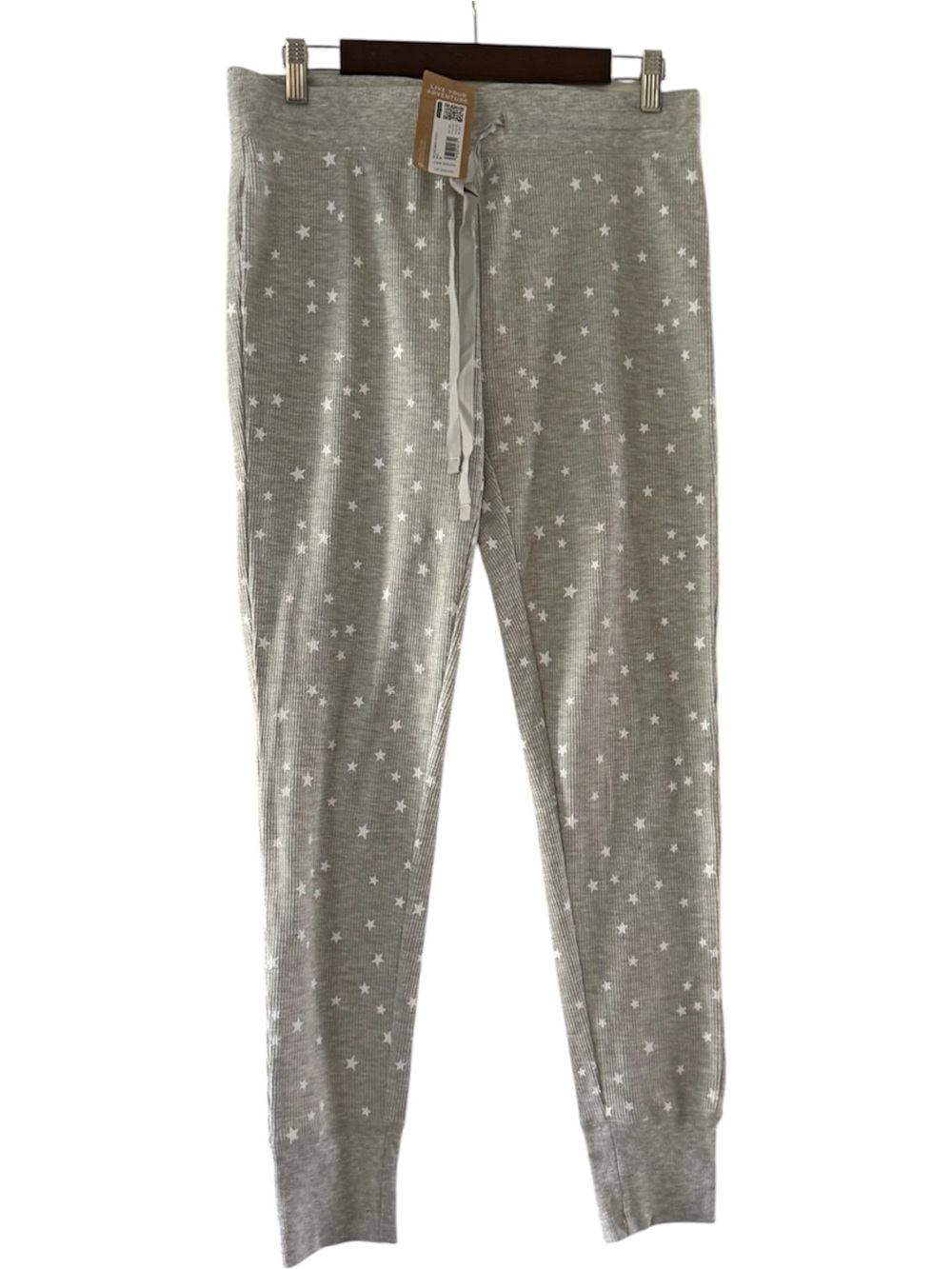 NWT - Eddie Bauer Light Gray Star Print Women's Pajama Joggers
